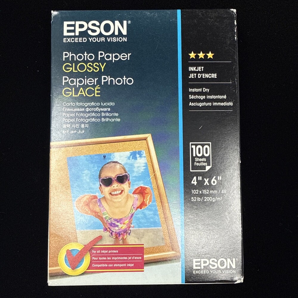 Epson Glossy Photo Paper 4IN x 6IN Inkjet 100 Sheets NEW